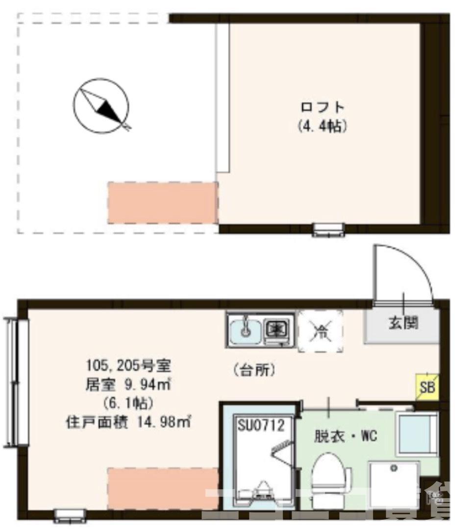 セレーネエステート千住曙(ワンルーム/1階)の間取り写真