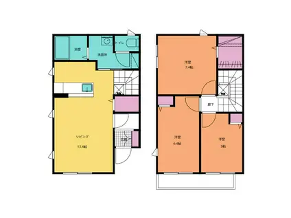 フォーレスモコ B棟(3LDK/1階)の間取り写真