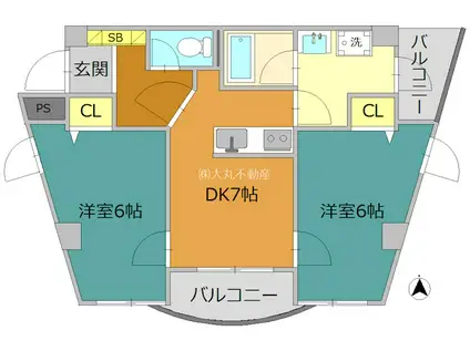 北綾瀬PSSビル(2DK/4階)の間取り写真