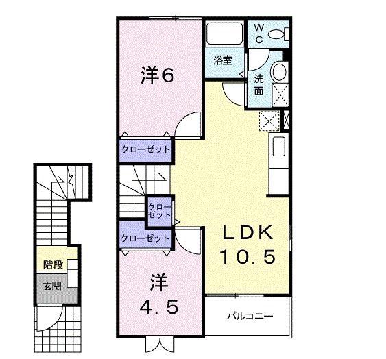 ベルクノアG(2LDK/2階)の間取り写真