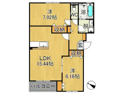 ファミーユ代官町(2LDK/3階)の間取り写真