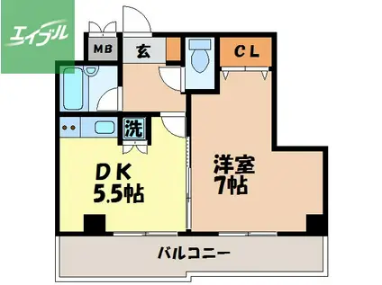 江平若草マンション(1DK/2階)の間取り写真
