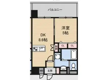 LUXE新大阪I(1LDK/9階)の間取り写真