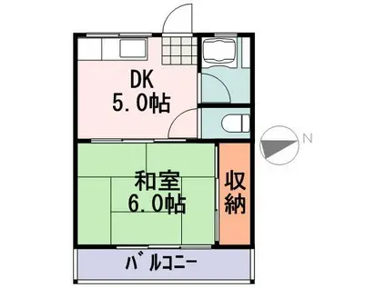 ハイツアキヤマ(1DK/2階)の間取り写真