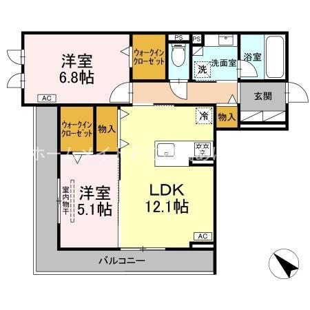 D-AVANCE 柱六番町I(2LDK/3階)の間取り写真