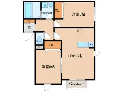 東勝山AP(2LDK/1階)の間取り写真
