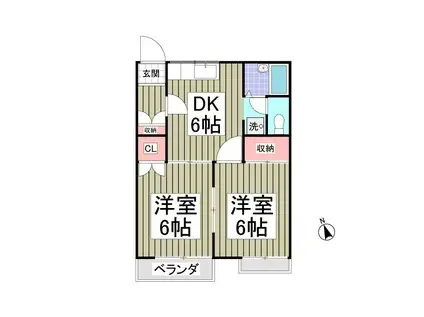 グランハイム松山(2DK/2階)の間取り写真