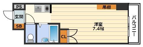 SK天六(ワンルーム/4階)の間取り写真