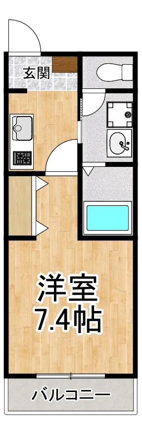 大津市御幸町マンション(1K/1階)の間取り写真