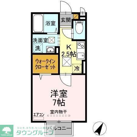 プルミエ(1K/1階)の間取り写真