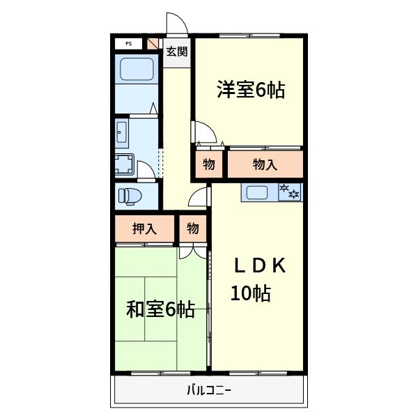 メゾン千代田(2LDK/3階)の間取り写真