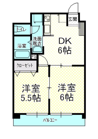 サンロード二番町(2DK/9階)の間取り写真