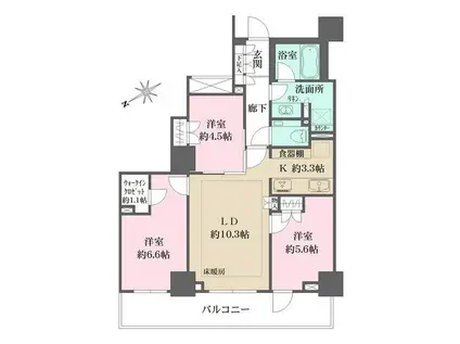 ザ・パークハウス三田ガーデン(3LDK/2階)の間取り写真