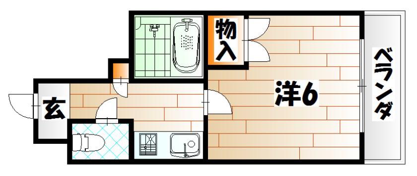 リファレンス小倉北(1K/2階)の間取り写真