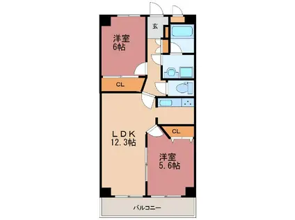 ネオ・ニシキ(2LDK/7階)の間取り写真