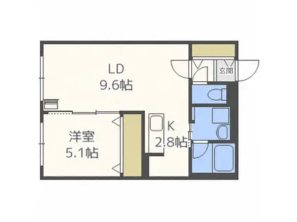QUALIA西野(1LDK/4階)の間取り写真
