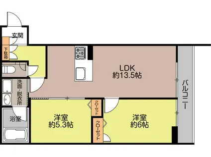 シャーメゾン ラヴィ・ベール(2LDK/1階)の間取り写真