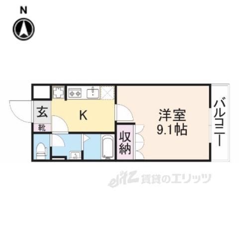 クリスタルビューⅠ(1K/2階)の間取り写真