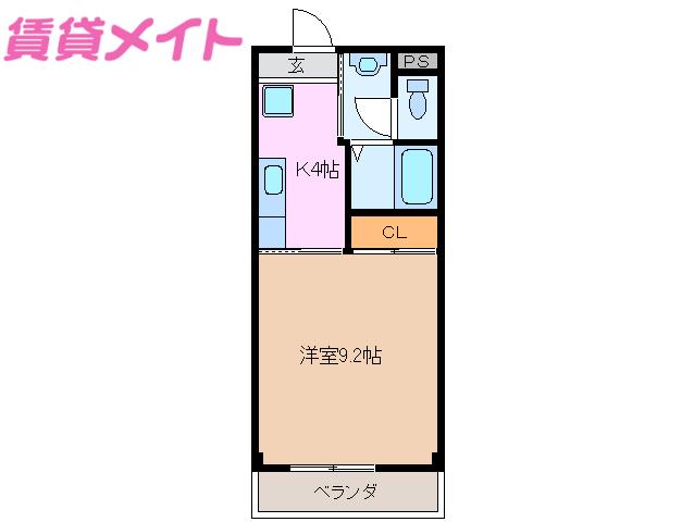 パインコート関(1K/2階)の間取り写真