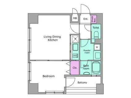 レジディア広尾南(1LDK/9階)の間取り写真