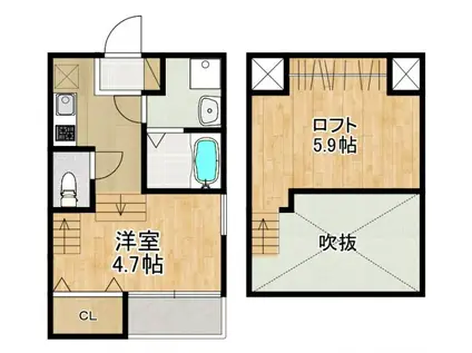 MODERN PALAZZO 戸石BRILLER(1SK/2階)の間取り写真