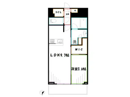 ラクレイス国分寺(1LDK/2階)の間取り写真