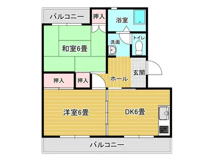CITYハイツ 第2 104号(2DK/1階)の間取り写真