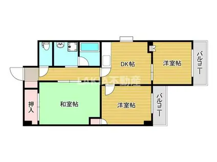 シャトーハピネス(3DK/2階)の間取り写真