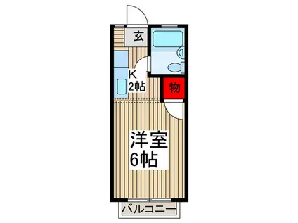 メゾンドゥジュネス(1K/2階)の間取り写真