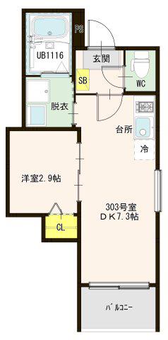 MODERN CHARME SOLAR(1DK/3階)の間取り写真