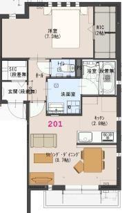 ファルベ(1LDK/2階)の間取り写真
