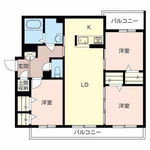 コンフォート緑地(3LDK/3階)の間取り写真