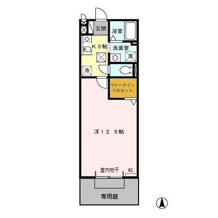 グリーンフォレストAZUMI(1K/1階)の間取り写真