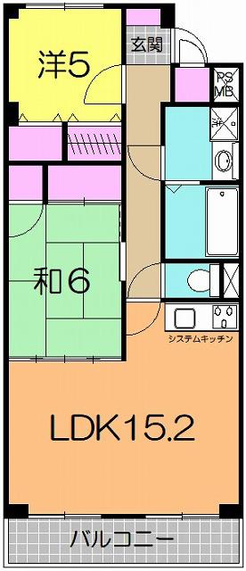 フォーラム二番館(2LDK/1階)の間取り写真