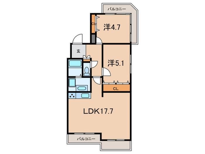アリストコート芦屋(2LDK/3階)の間取り写真