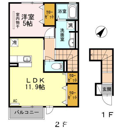 HARARAN CASTLE(1LDK/2階)の間取り写真