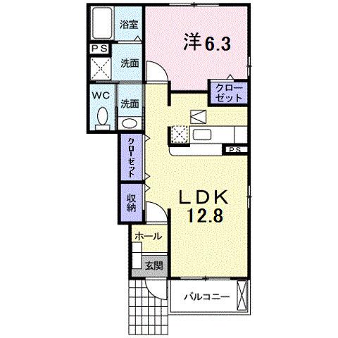 ソレイユ(1LDK/1階)の間取り写真