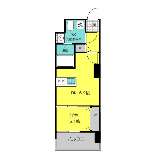 CLUB ORIENT BLD NO.72 HARBOR イースト T(1DK/4階)の間取り写真