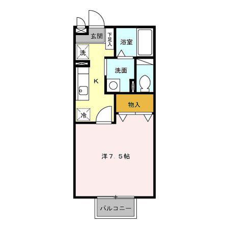 サンテラスPIXY(1K/2階)の間取り写真