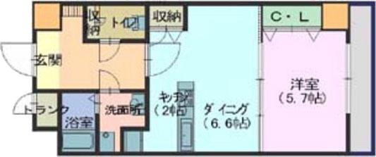 サンフォレスタ七尾(1DK/5階)の間取り写真