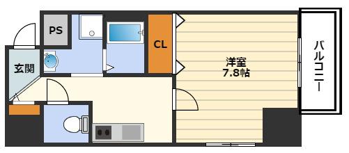 イーストヴィラ梅田(ワンルーム/8階)の間取り写真