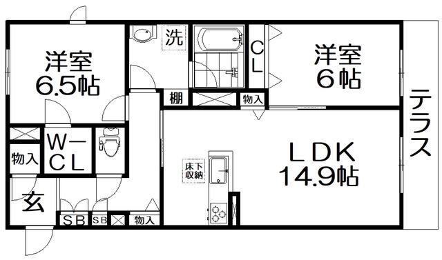 SHAMAISON畷(2LDK/1階)の間取り写真