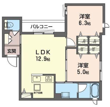 原テラス文京千駄木(2LDK/2階)の間取り写真