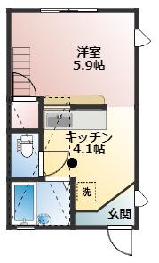メイプル(ワンルーム/2階)の間取り写真