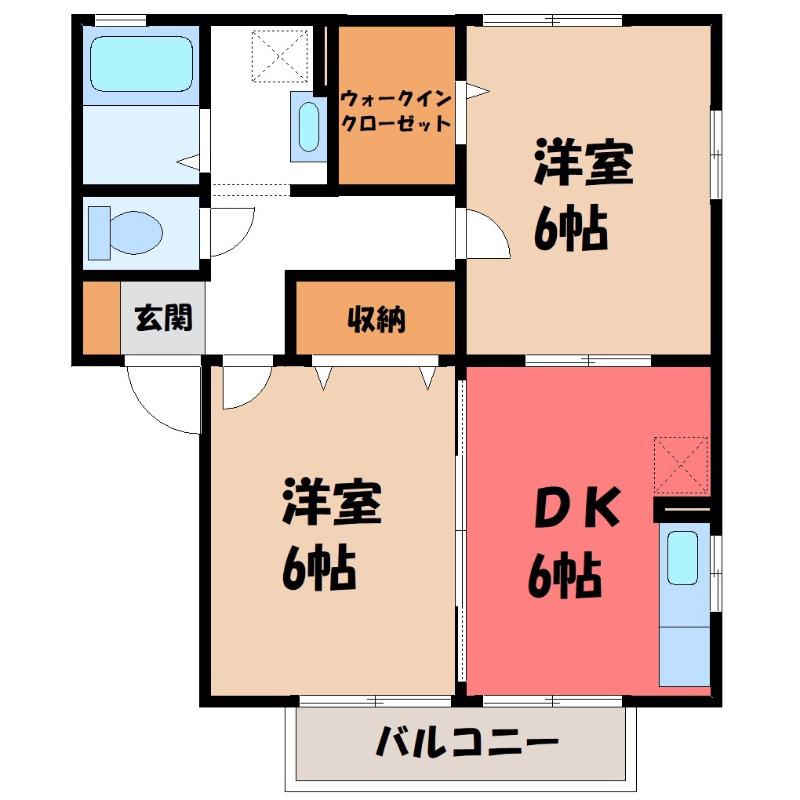 グランリーオ B(2DK/1階)の間取り写真