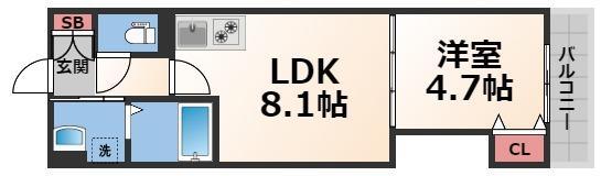 ティアラ北巽(1LDK/3階)の間取り写真