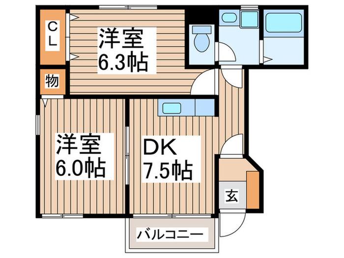 ピュアコーポ(2DK/1階)の間取り写真