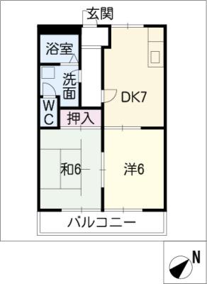 サンチェリオA(2DK/2階)の間取り写真