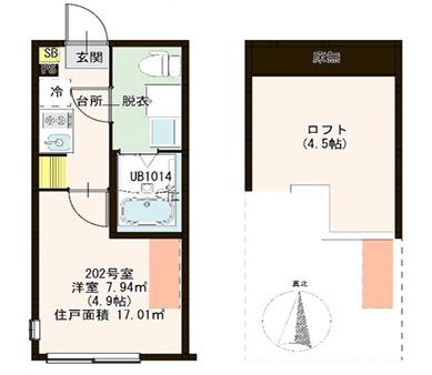 ZEN GARDEN APARTMENT(1K/2階)の間取り写真