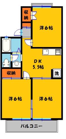 コーポなみまつII(2LDK/1階)の間取り写真